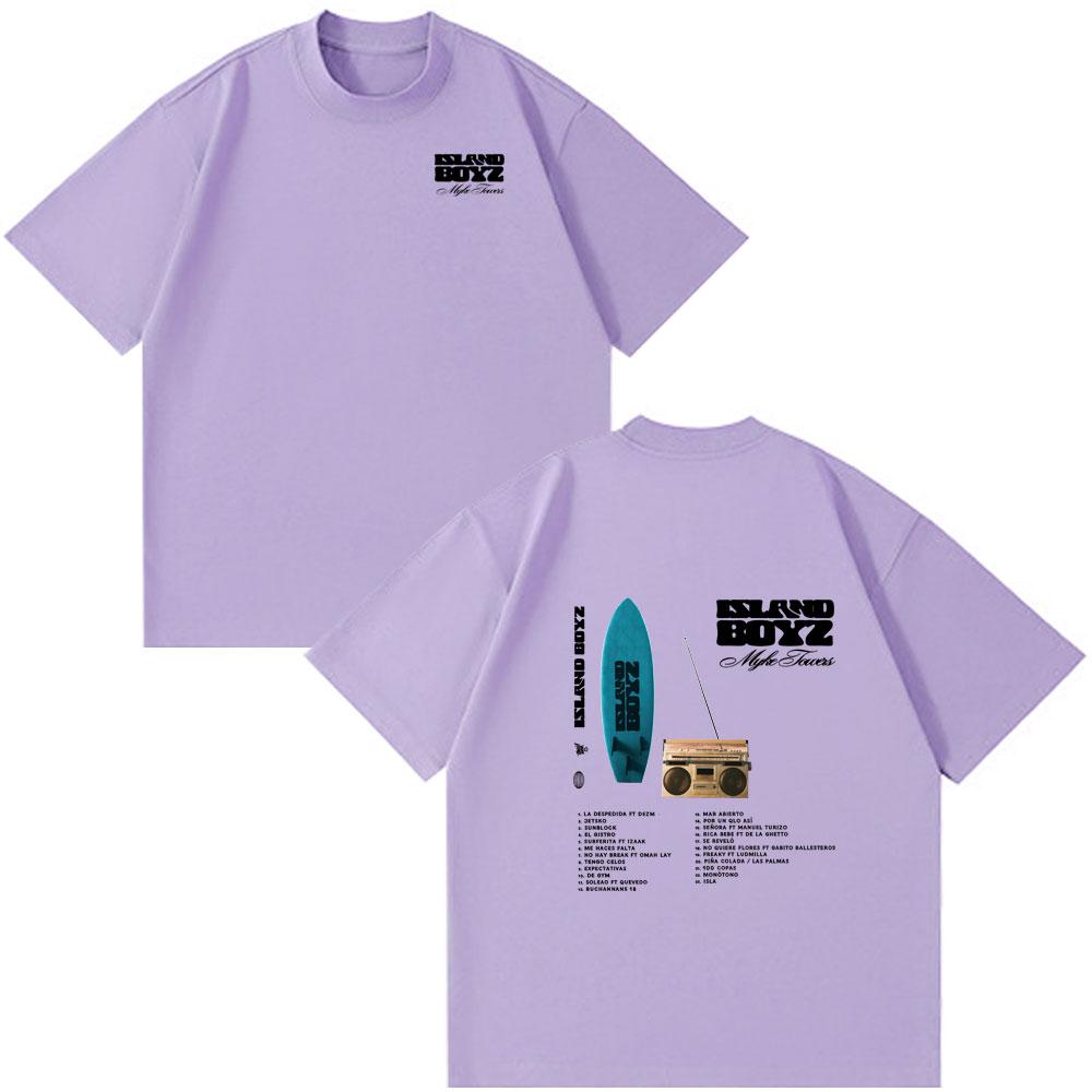 Rapper Myke Towers 2025 New Album Island Boyz T-shirts Unisex Women Clothing Fashion Hip Hop Oversized Cotton Tshirt Couple Clothes