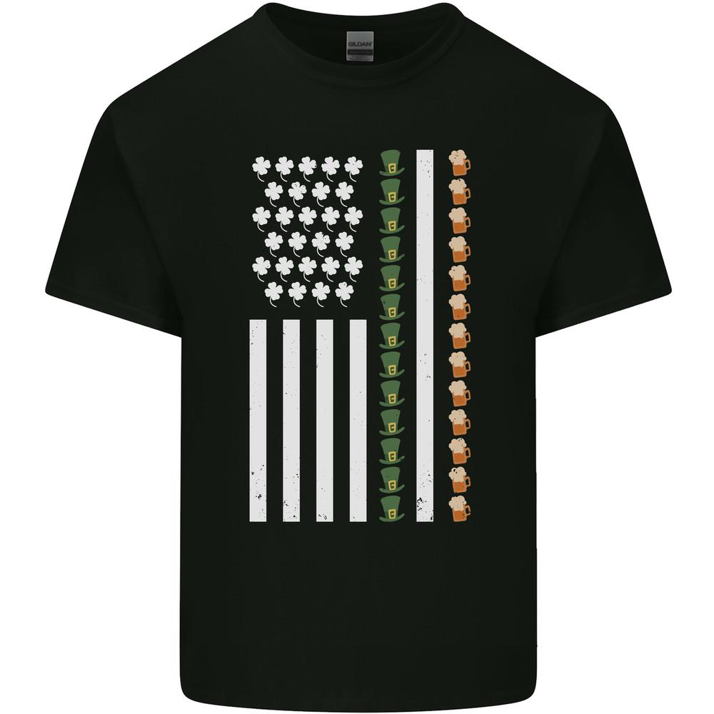 St Patricks Day USA Flag America Beer Alcohol Mens Light Cotton T-Shirt Unisex T-Shirt L