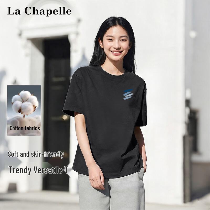 

La Chapelle Unisex Japanese Style Cotton T-Shirt with Brushstroke Graphic M
