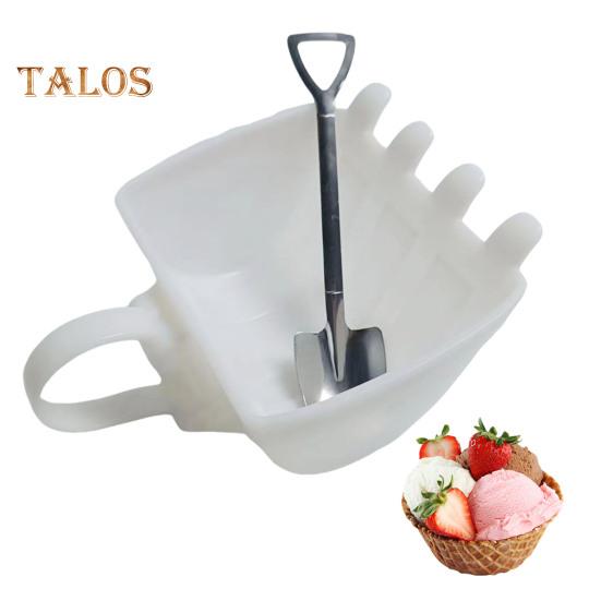 330ML Excavator Bucket Cup Ice Cream Cup with Stainless Steel Shovel Spoon Coffee Mug Tea Cup Milk Juice Container for Kitchen Use