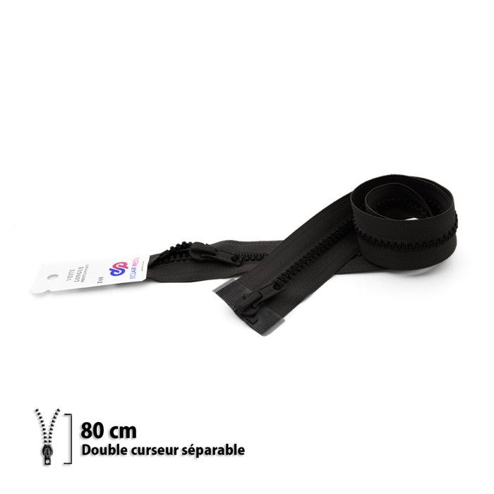 Fermeture éclair Z68 - Séparable 6mm double curseur - 80 cm