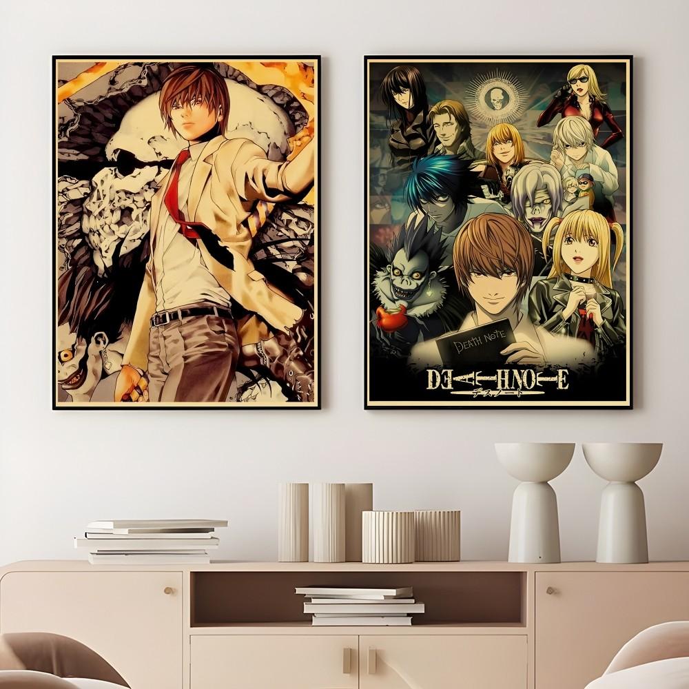 D-Death N-Note Japan Cartoon Anime Retro Poster Sticky Wall Art Printing Waterproof Home Living Bed Room Bar Aesthetic Decor