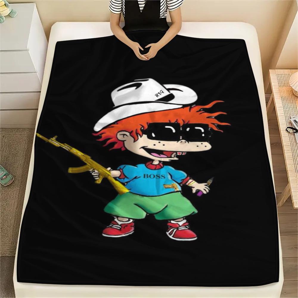 

1PC Rugrats Print Flannel Blanket, High quality Comfortable for All Seasons, Home Decor, Warmth and Comfort, Perfect for Christmas Gifts135 80cm x 120cm