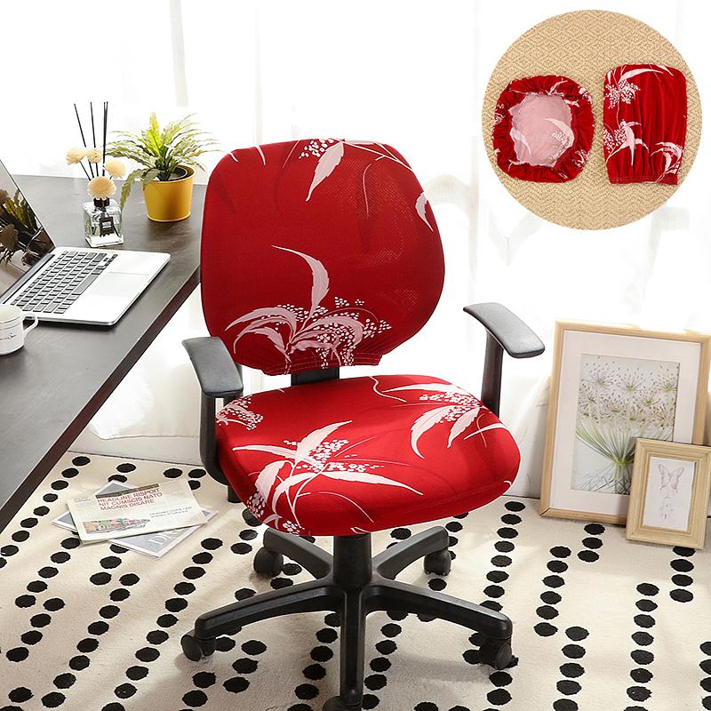 Universal Split Seat Cover Office Chair Cover Stretch Spandex Computer Anti-Dust Armchair Slipcovers Removable Seat Protector