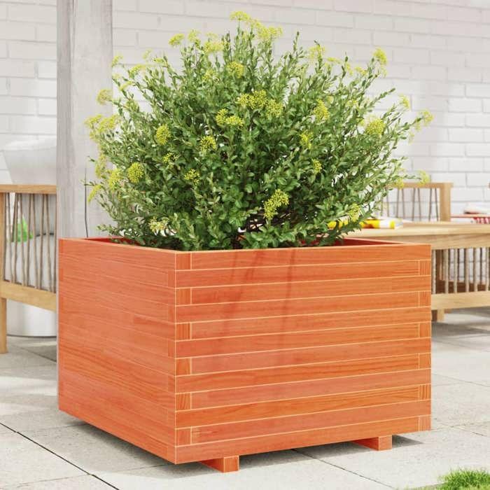 VidaXL Planter Wax Brown 70x70x49.5 Cm Solid Pine Wood, Outdoor Planter, Flower Box, Tomato Planter, 3282526
