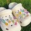 1Set DIY Colorful Powder Shoe Charms Set Fashion Crystal Pearl Flower Shoe Decorations Detachable Shoes Accessories