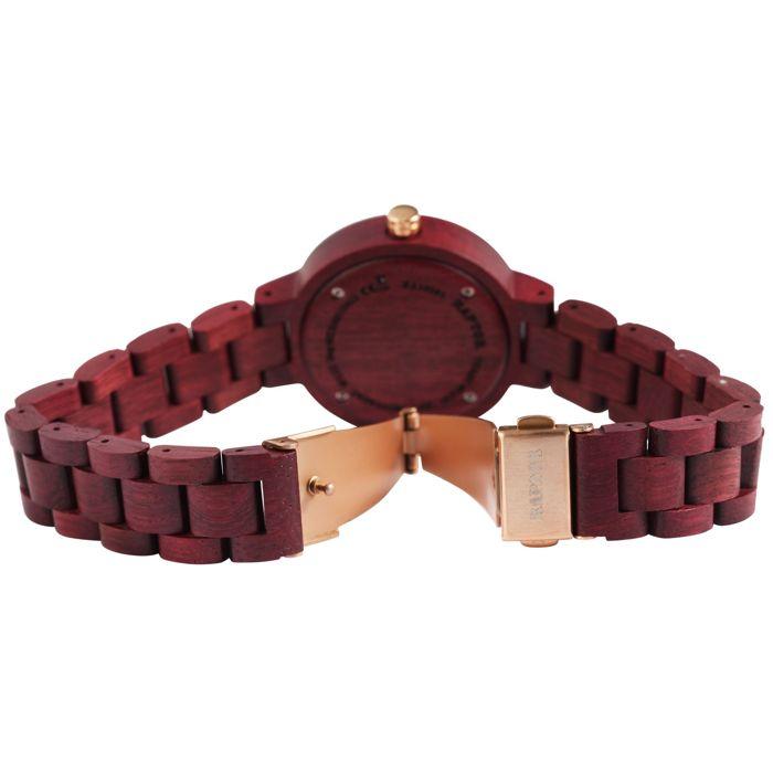 Montre bracelet - RAPTOR - Sherin - Rouge - Bracelet bois d'amarante - Boîtier 38 mm quartz