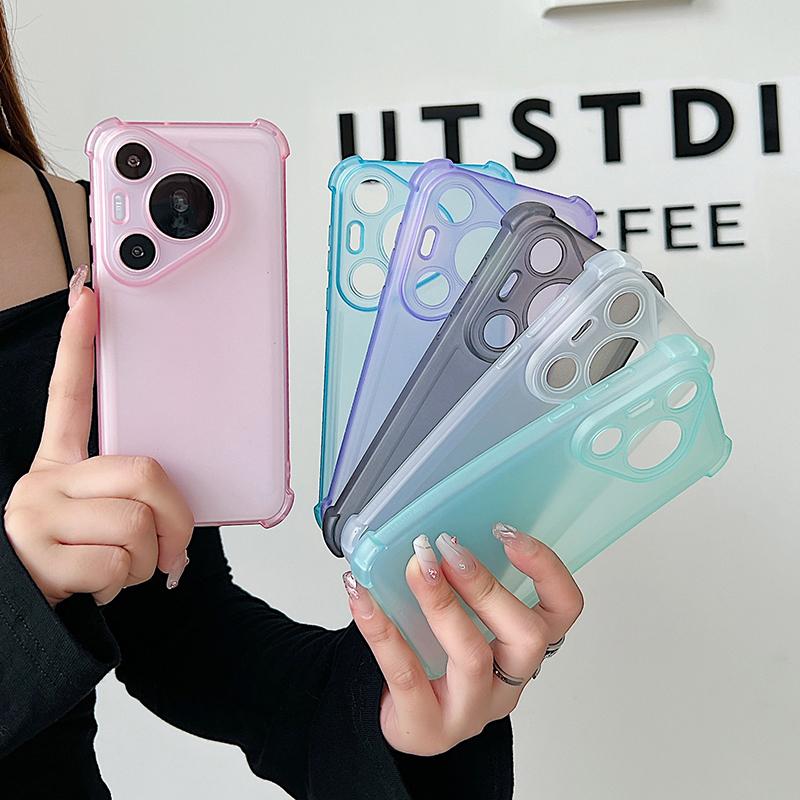 Shockproof Matte Soft Case For Huawei Pura 80 70 P60 P40 P30 Mate 70 60 50 40 Pro Plus Silicone Translucent Candy Color Shell