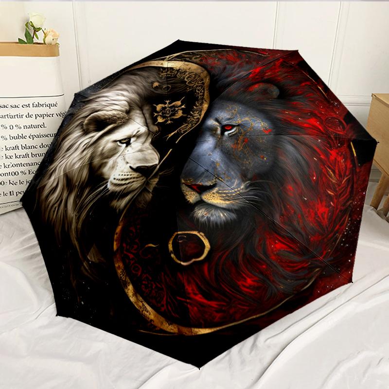 Lion Zodiac Symbolism 8-Frame for Travel, camping, Casual Lightweight Portable Umbrella, Essential for every family Holidays Birthday Gift