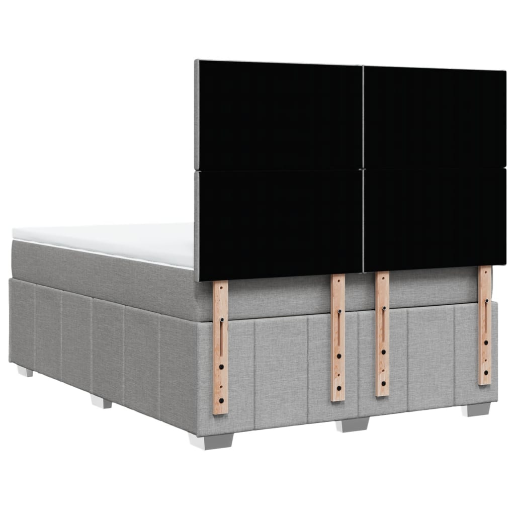 Box Spring Bed with Mattress Light Grey 140 x 190 cm Fabric