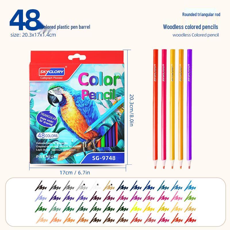 Eco-Friendly Hexagonal Oil-Based Colored Pencils - 48 Color Set for Students