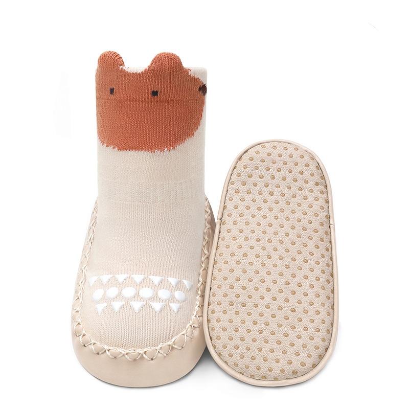 

Тоддлер Толстые Теплые Пинетки для Первых Шагов Детские Ботинки Детская Обувь с Мягкой Подошвой Новорожденный Плюс Бархат Нескользящие Напольные Носки Детский Однотонный L бежевый