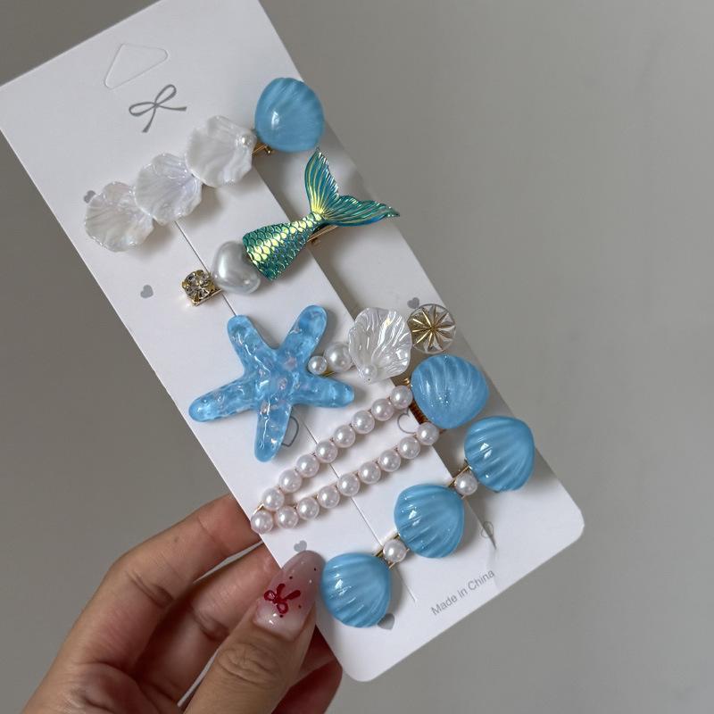 5 Pcs/Set Mermaid Starfish Shell Hairpins Girls Cute Hair Clips Hairgrips for Women Barrettes Hair Styling Tool Hair Accessories