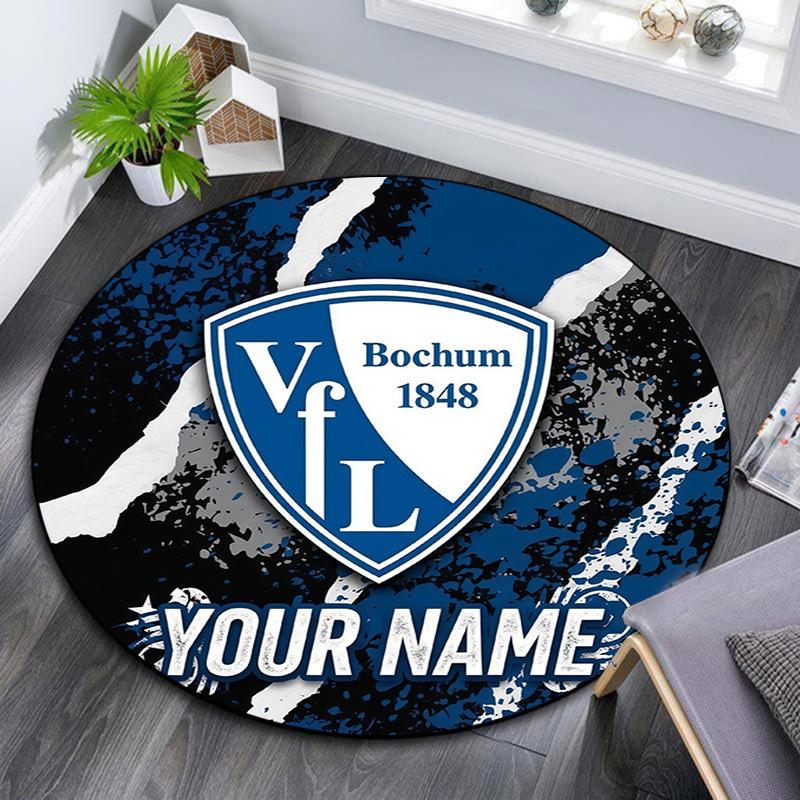 Custom Name VfL Bochum Round Area Rug,Carpet Rug for Living Room Bedroom Sofa Playroom Decor,Non-slip Floor Mat
