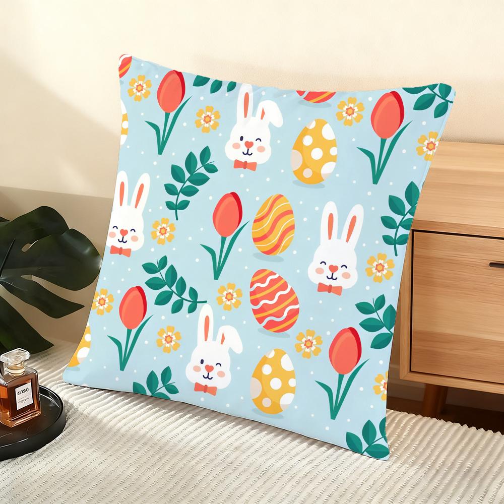 Easter Pattern Cushion Cover Soft Short Plush Pillow Cover Smooth Cozy Texture Aesthetic Cushion Case Home Decor