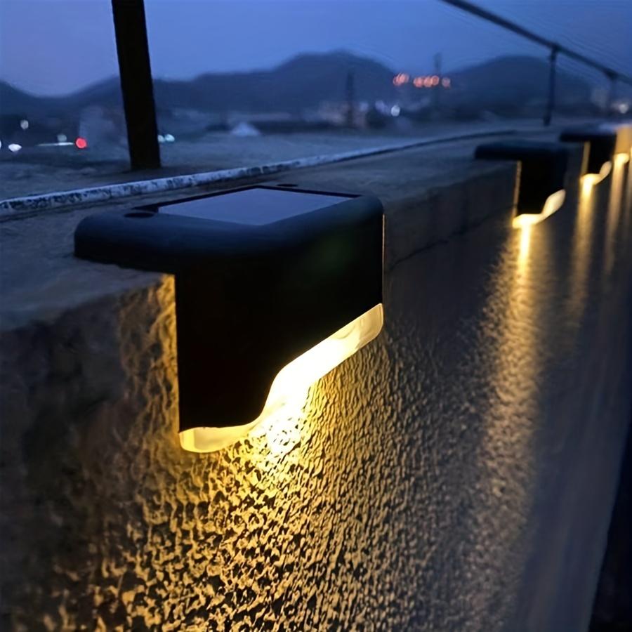 4PCs Of Solar Step Warm Light Railing Fence Lamp Outdoor Garden Light Stair Wall Decorative Control Waterproof For Parks Bridges