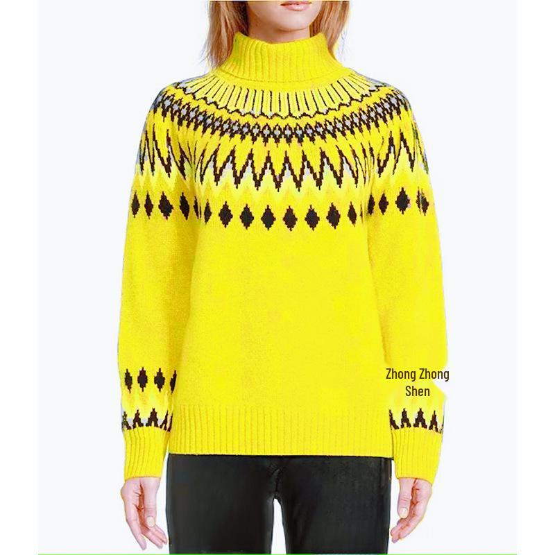 Women's Slim Fit Color Block Knitted Pullover Sweater for Fall and Winter