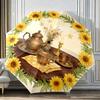 Modern Round Sunflower Teapot Wreath Yellow Decorative Pattern Umbrella