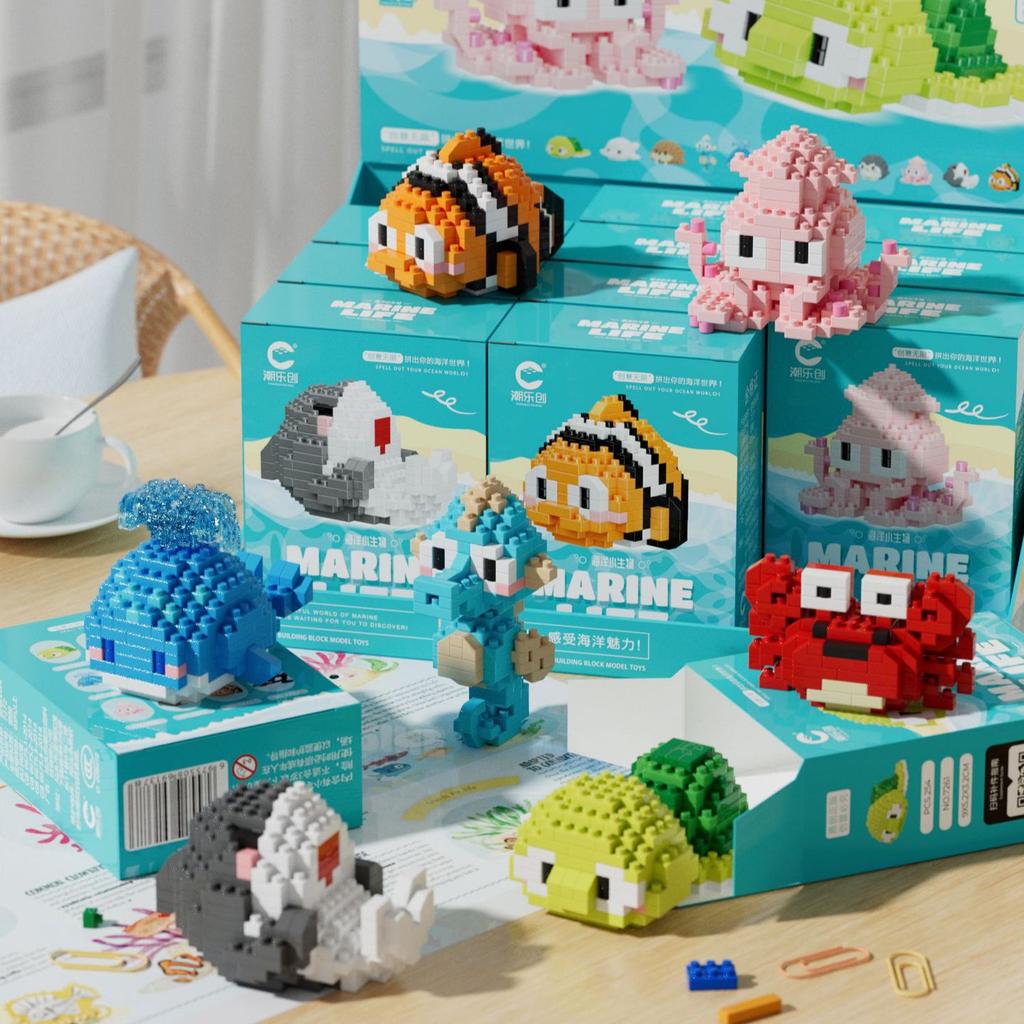 Penguin Sea Animals 3d Constructor Model Building Set Fish Mini Bricks Building Blocks Toy for Children Girls 7 to 10 Year Gifts