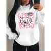 Girls Rules Pink Kiss Cartoon Love Bear Design Women Hoodies Autumn Y2K Hoody Casual Sportswear Fleece Clothes