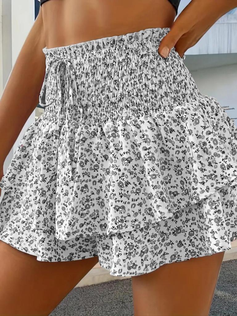 Women's Fashion Printed Wide Leg Shorts, Loose And Versatile Casual Pants
