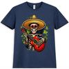 Day Of The Dead T-Shirt Skull Guitar Graphic Tee Mexican Sugar Skull Gift Top