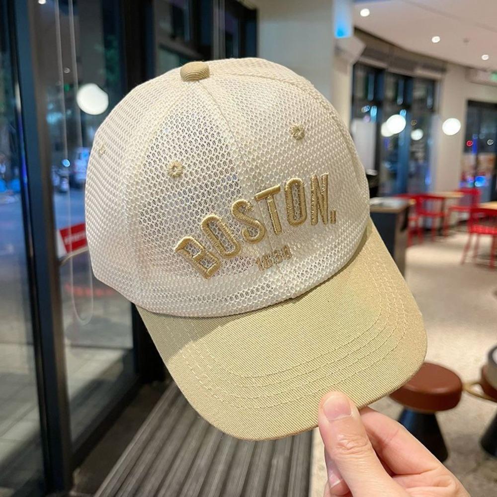 Boné de Beisebol de Malha Respirável Bordado com Letras Chapéus de Proteção Solar para Exterior Para Bebês Meninos Meninas