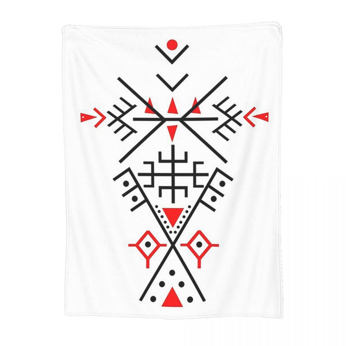 Kabyle Amazigh Motif Geometry Berber Blanket Soft Warm Flannel Throw Blanket Cover for Bed Living room Picnic Travel Home Sofa Size: 75*100cm, Weight: 230 GSM
