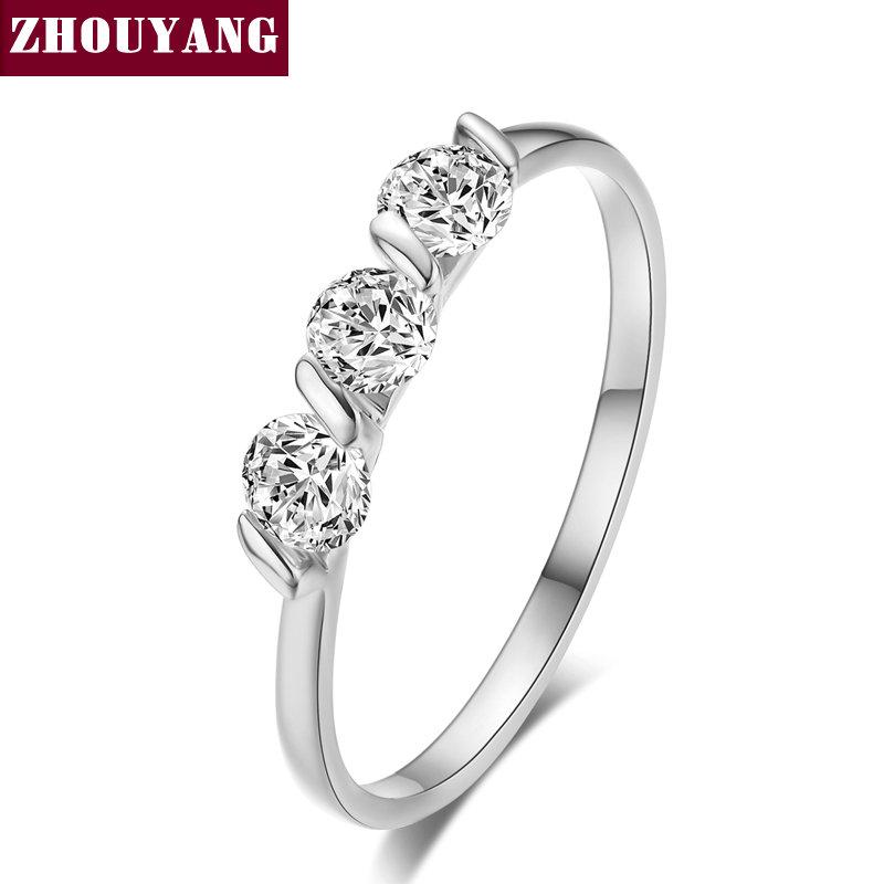 ZHOUYAN Engagement Wedding Ring For Women Classic Simple CZ Austrian Crystal Dainty Ring Rose Gold Color Fashion Jewelry R067