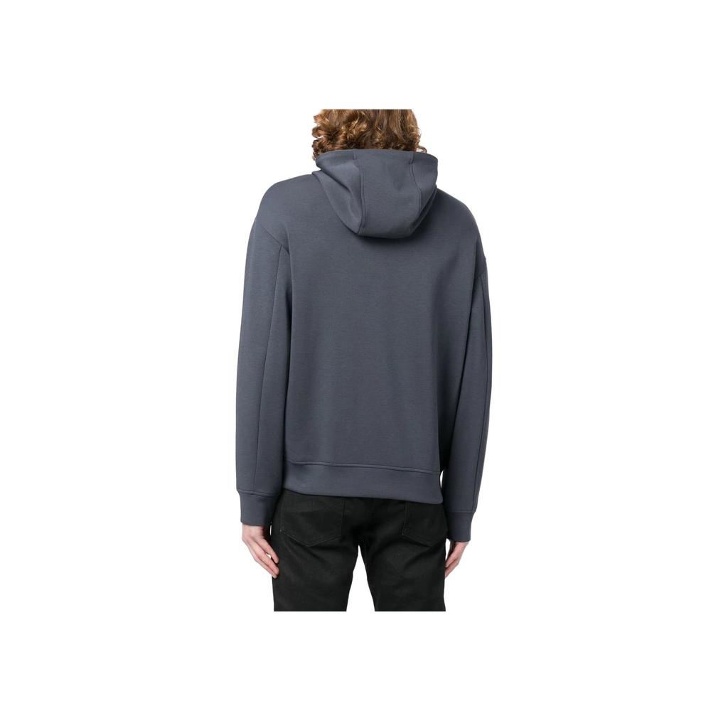 Emporio Armani Loose Fit Hooded Letter Embroidered Long Sleeve Sweatshirt Men Tops Gray 3R1MBG-1JHSZ-0931