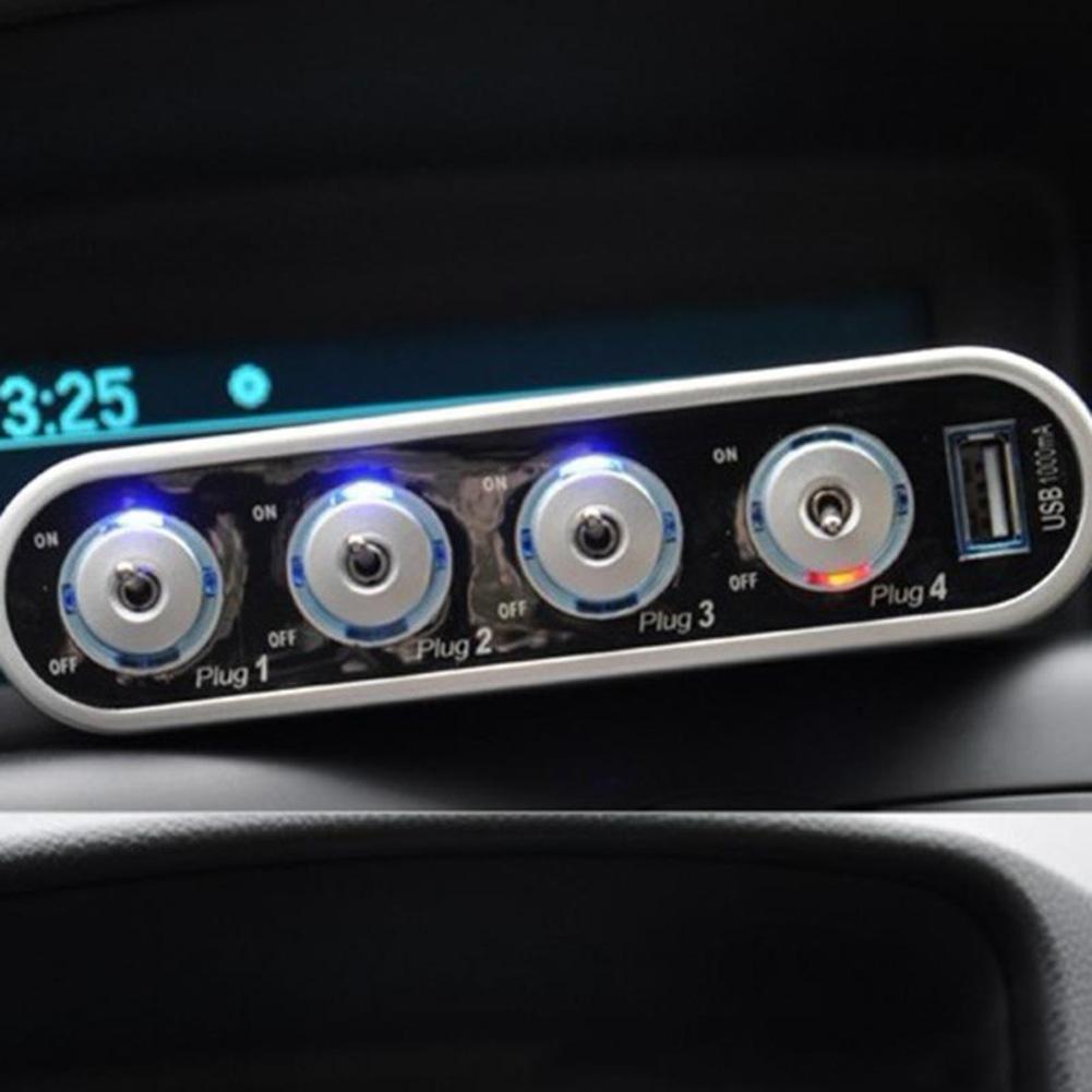 4-Way 12V Automotive Socket Splitter and Extender, Car Power Splitter