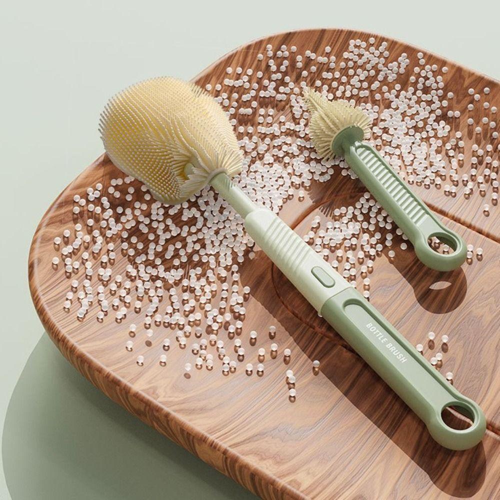 360-degree Rotating Baby Silicone Bottle Brush Long Handle Cleaning Tool Set Cleaning Brush