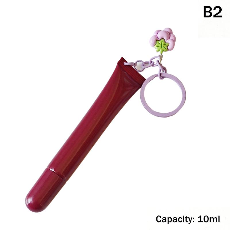 10/15Ml Empty Lipstick Tube With Keychain Pendant Squeeze Sub-Bottling Refillable Liquid Container Bottle Lipgloss Sample Bottle