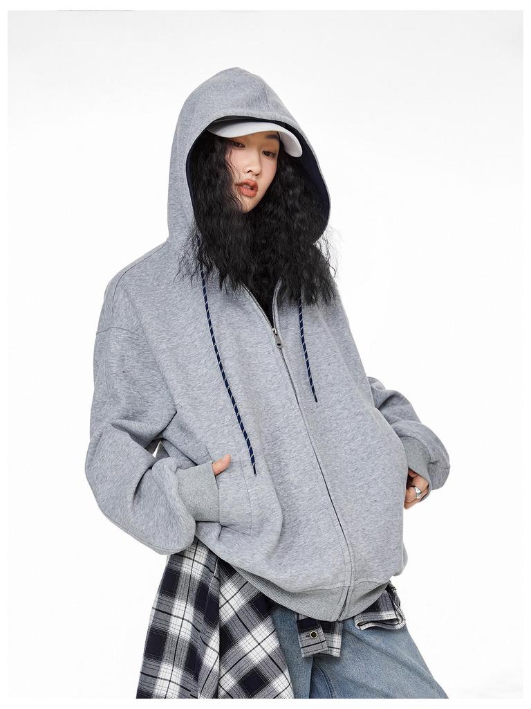 Men's Retro Color-Block Patchwork Hooded Cardigan - Casual Autumn Sweatshirt