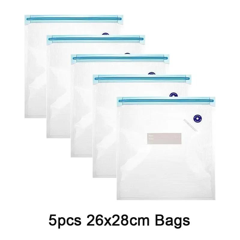 

5pcs Reusable Vacuum Storage Bags Food Preservation Space Saver Air Tight Moisture Proof for Wardrobe Clothes