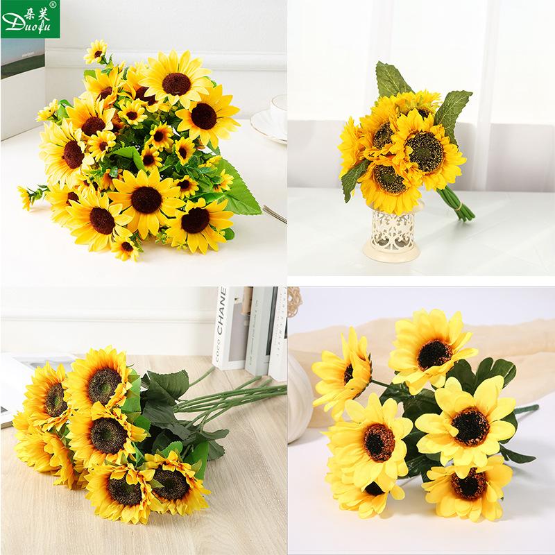1Pcs Artificial Sunflowers Silk Fake Flowers Floral Bouquet For Home Living Room Decor Wedding Handheld Prop Table Centerpiece