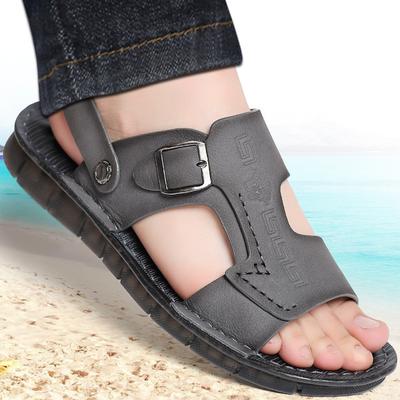 2025 New Men's Sandals Leather Casual Soft Sole Soft Surface Men's Beach Shoes Leather Sandals Men's Outdoor Slippers