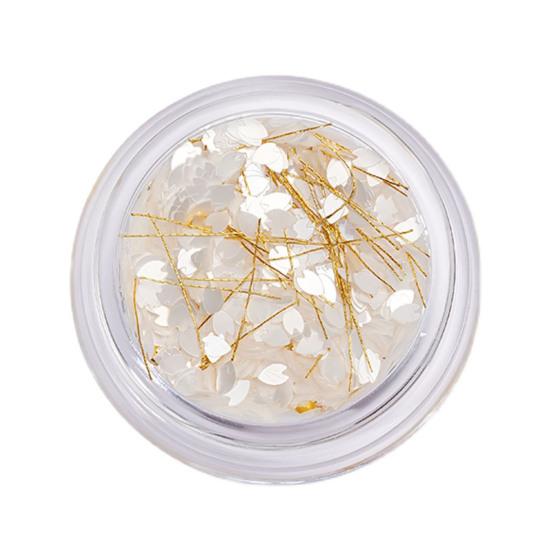 

1 коробка блесток для ногтей изысканный узор ультратонкий блестящий визуальный эффект устойчивый к выцветанию ПЭТ цветочный стиль маникюр блестки дизайн ногтей хлопья белый