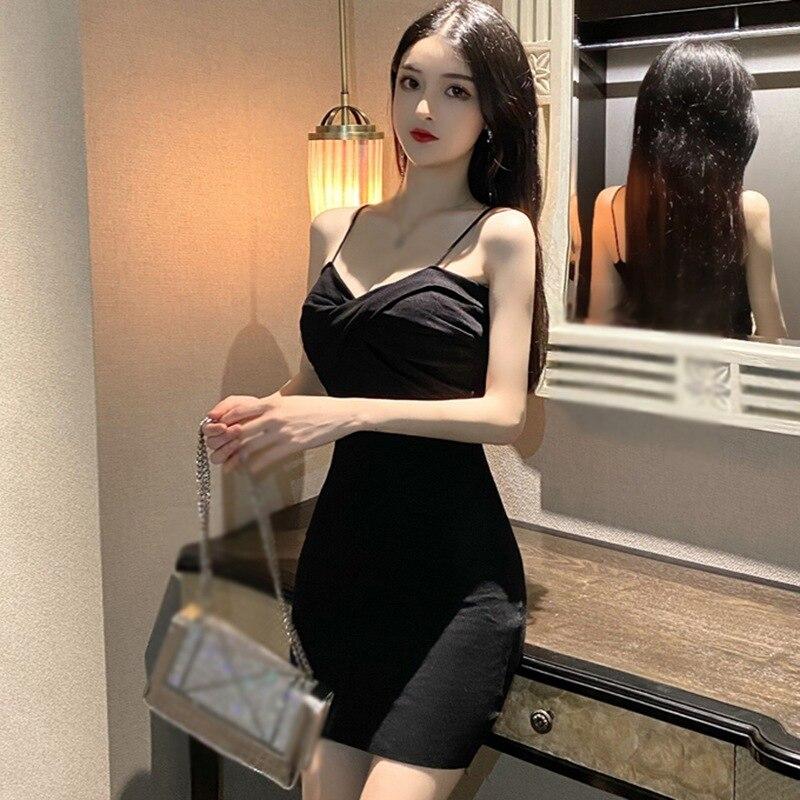 Suspender Knitted Dress Summer Suspender Buttocks Show Thin Dress