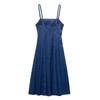 Elegant Summer Denim Midi Spaghetti Strap Dress for Women