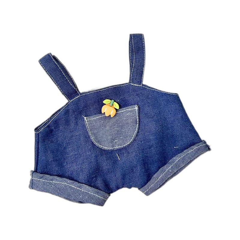 Medium Bear Outfit - Blue Pink Striped Carrot Overalls Set