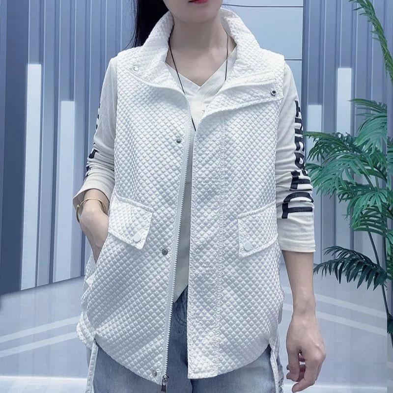 

Vest for Women Cotton Autumn Winter Warmth Tops Thicken Mid-to-high neck Loose Sweater Vest M білий
