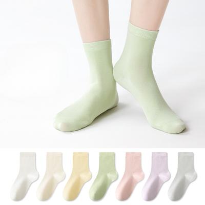 Pure Cotton Socks for Women, Spring and Autumn, Antibacterial and Deodorizing, Boneless, Solid Color, Casual Spring and Summer Style