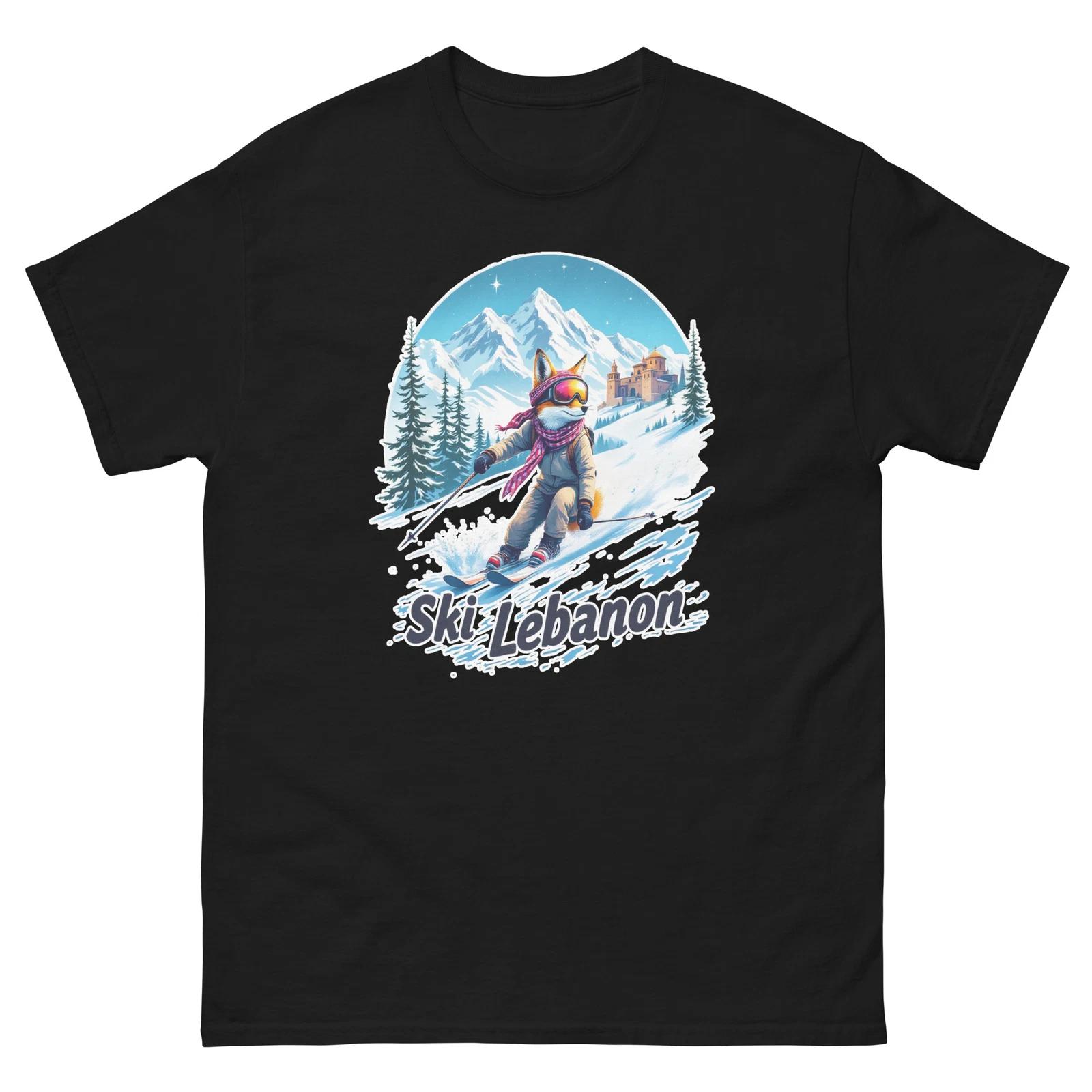 

Ski Lebanon Fox Cute Animal Skiing T-Shirt 2XL