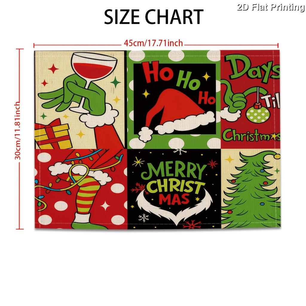 2D Flat 4pcs Christmas Holiday Placemats for Festive Table Decorations And Seasonal Home Decor