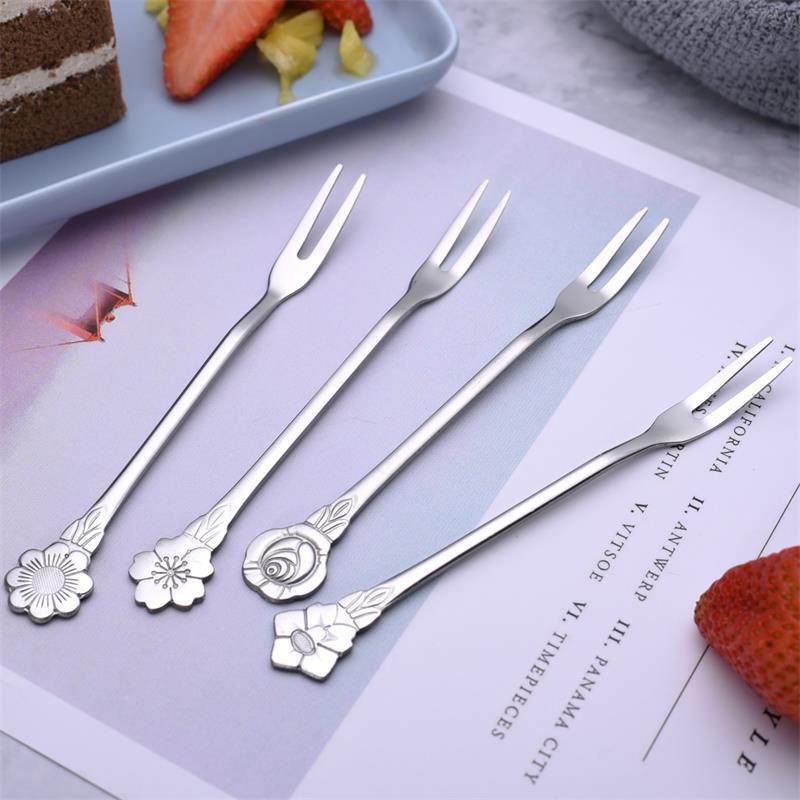 4PCS/Set Creative Flowers Stainless Steel Fruit Fork Flower Handle New Fruit Forks Bento Accessories 2023