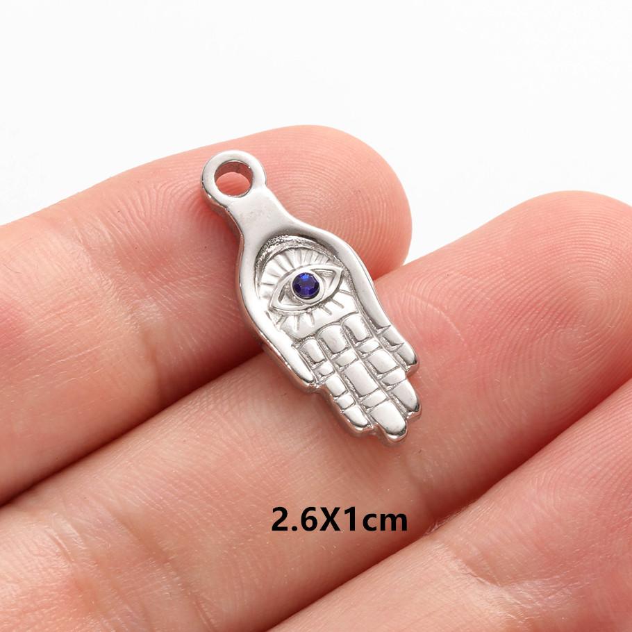 6pcs Evil Blue Eye Charm Dark Blue Heart Moon Eyes Pendant Rhinestone Stainless Steel Charm For Jewelry Making Necklace Keychain