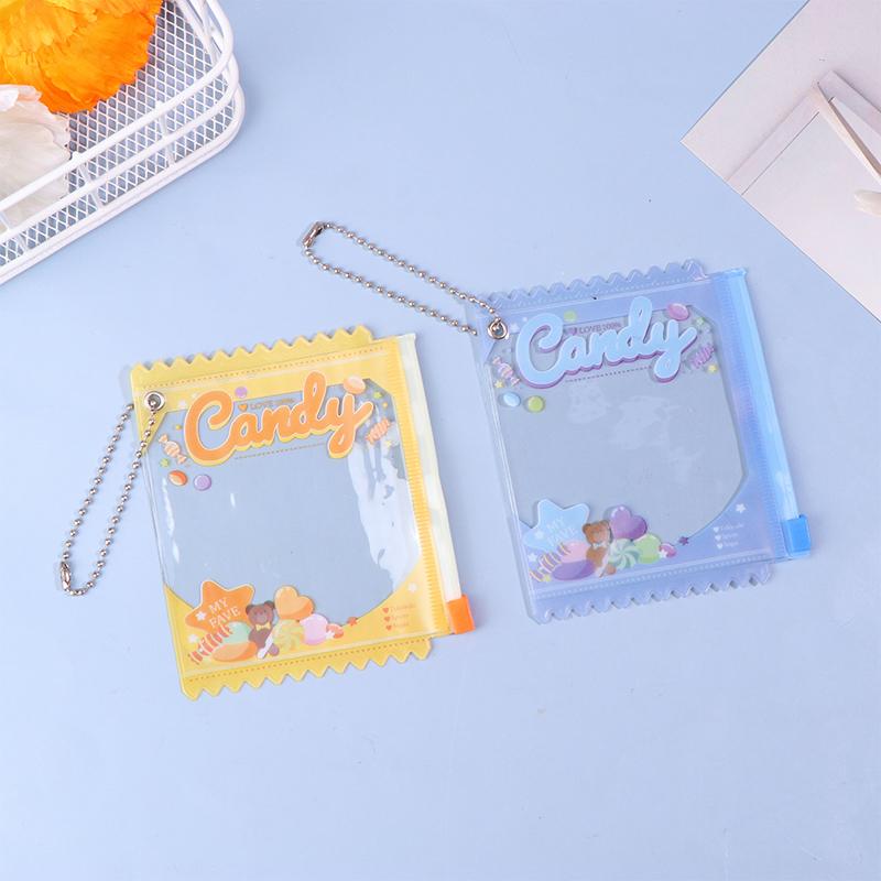 Cartoon Transparent Pvc Dustproof Storage Bags Doll Display Bag With Keyring Mini Mystery Box Dolls Organizer Pouches