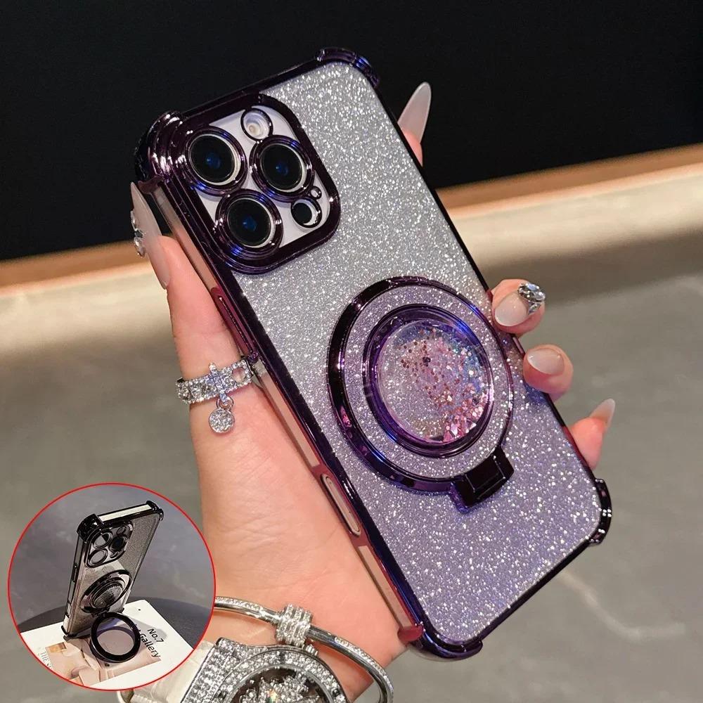 Glitzer Magnetischer Ständer Halter Hülle Für Xiaomi POCO X6 Pro F6 X7 F4 X5 C65 C75 X3 NFC M6 Stoßfest Weiche Hülle