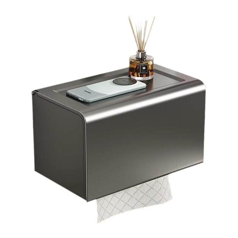 Nástěnný držák na toaletní papír z vesmírného hliníku s odkládací poličkou